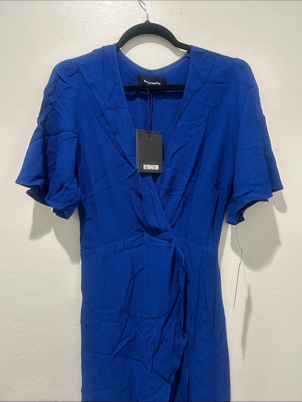 Reformation Royal Blue Wrap Midi Dress